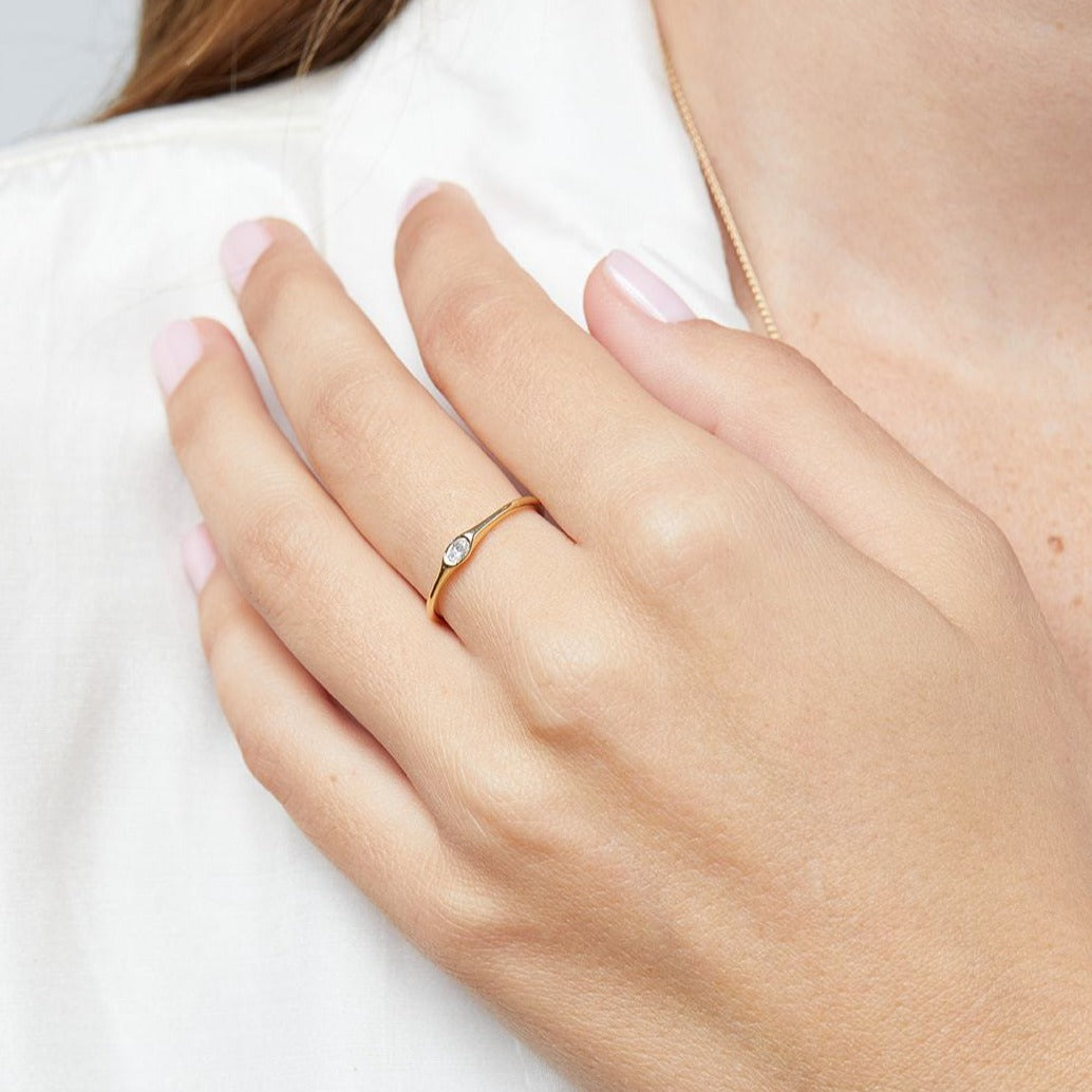 Circle of Life Ring with lab-created oval diamond