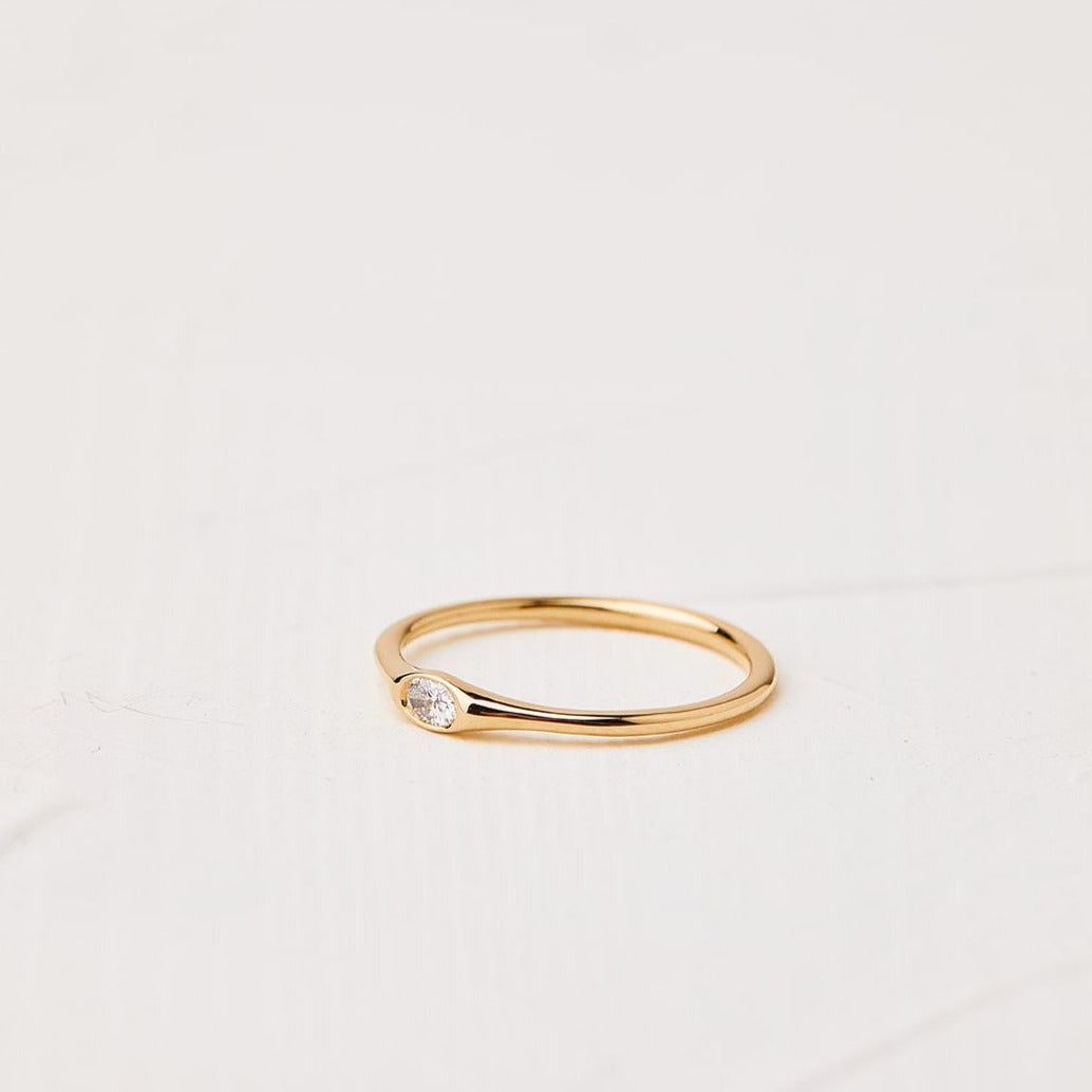 Circle of Life Ring with lab-created oval diamond