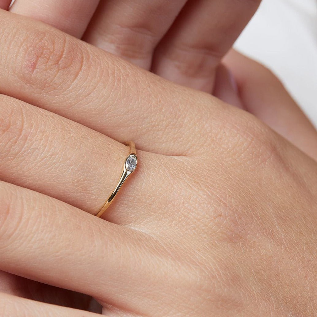 Circle of Life Ring with lab-created oval diamond