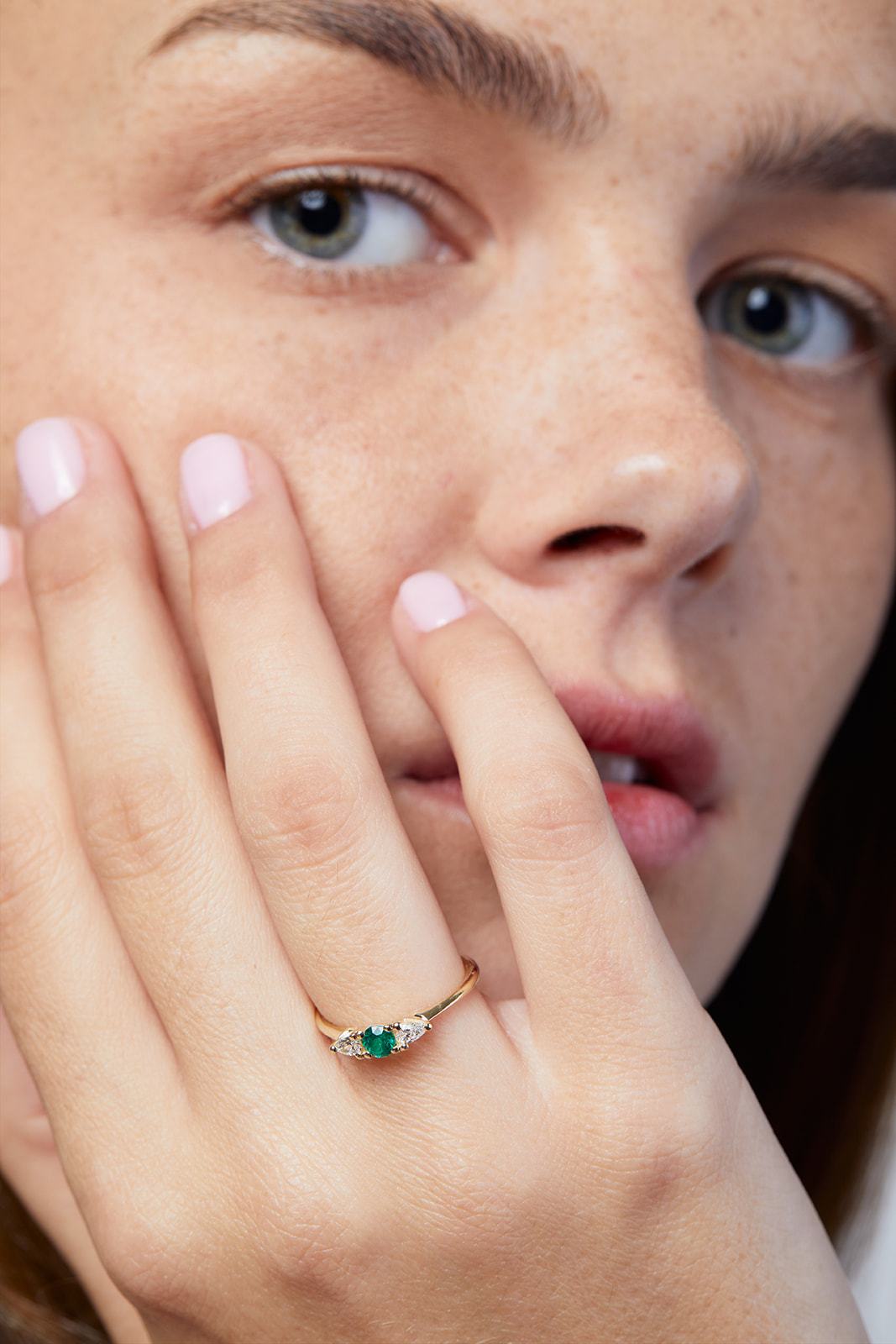 Versailles Emerald & Lab Diamond Drop Ring