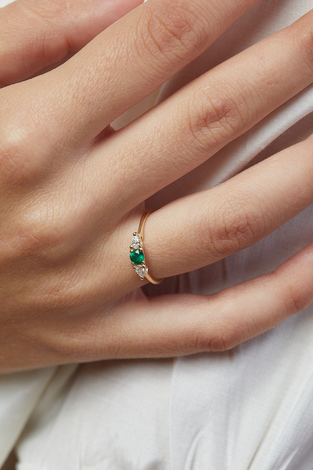 Versailles Emerald & Lab Diamond Drop Ring