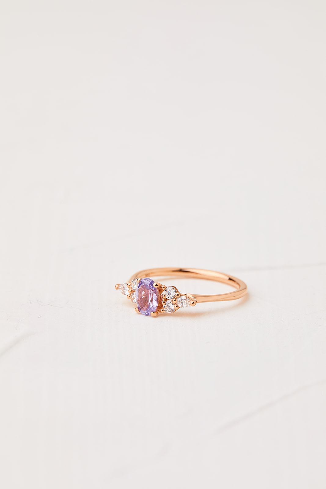 Purple Sapphire & Lab Diamond Engagement Ring Set
