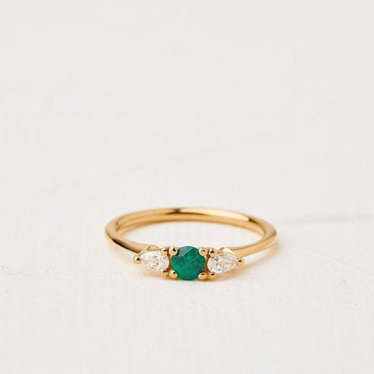 Versailles Emerald &  Lab Diamond Drop Ring