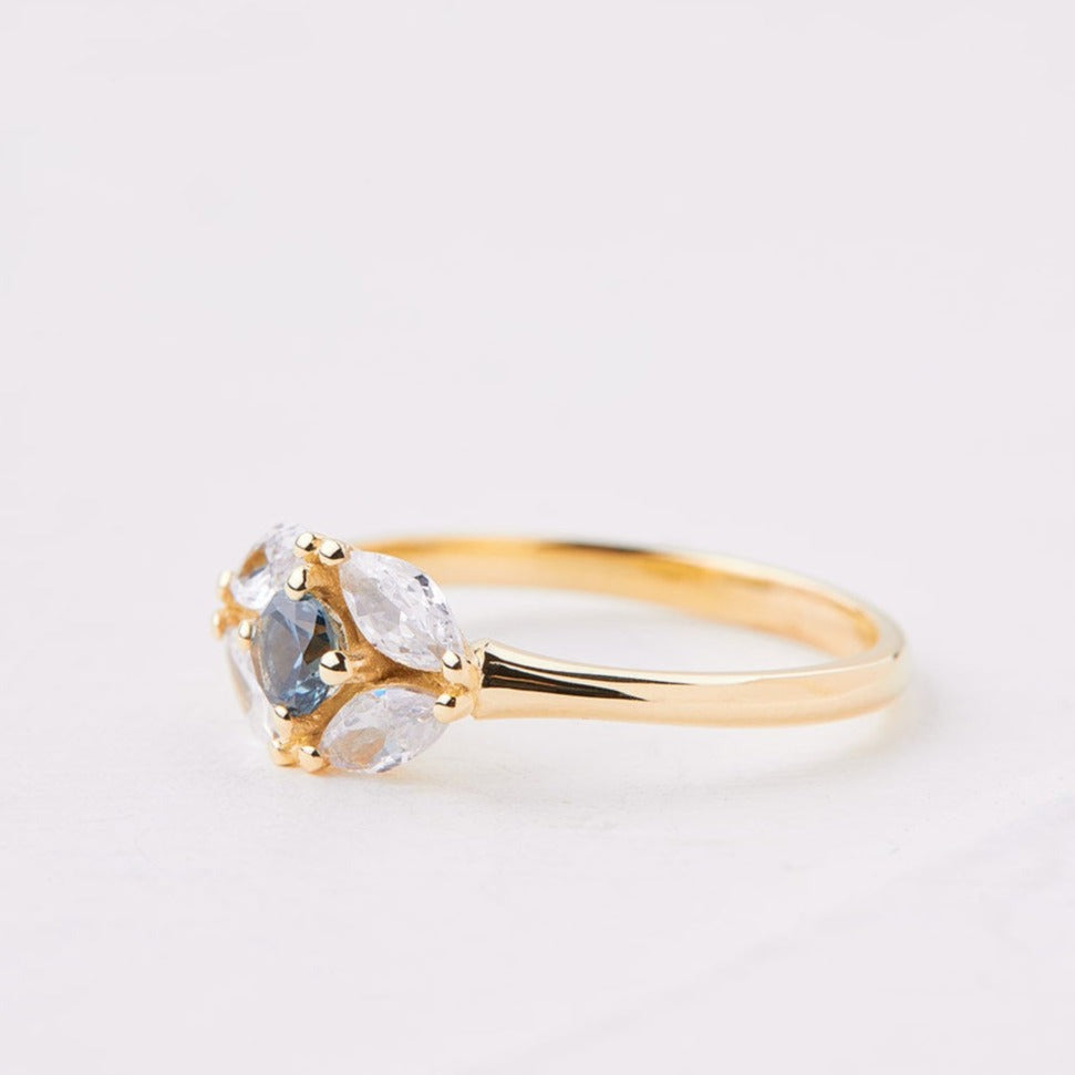 Matisse ring with turquoise sapphire stone and lab diamonds