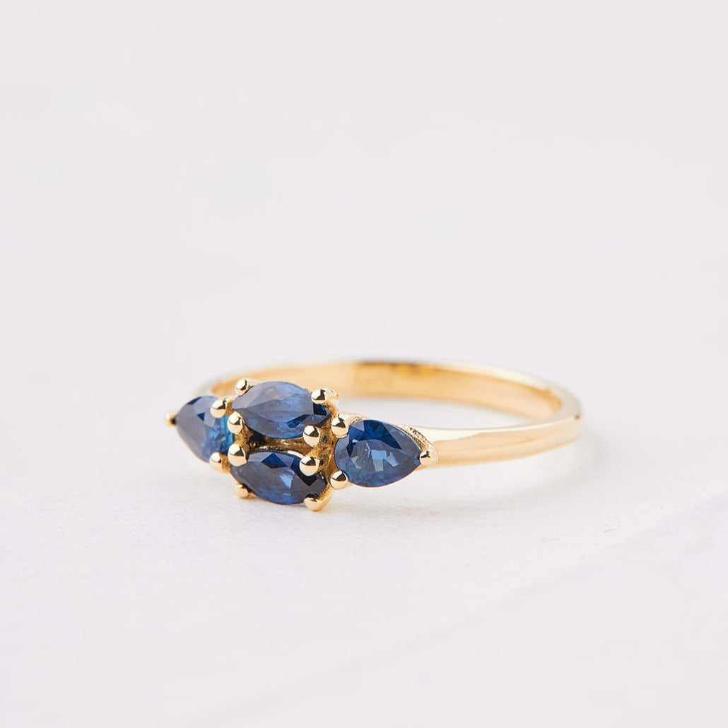 Mondrian Ring set with blue sapphires