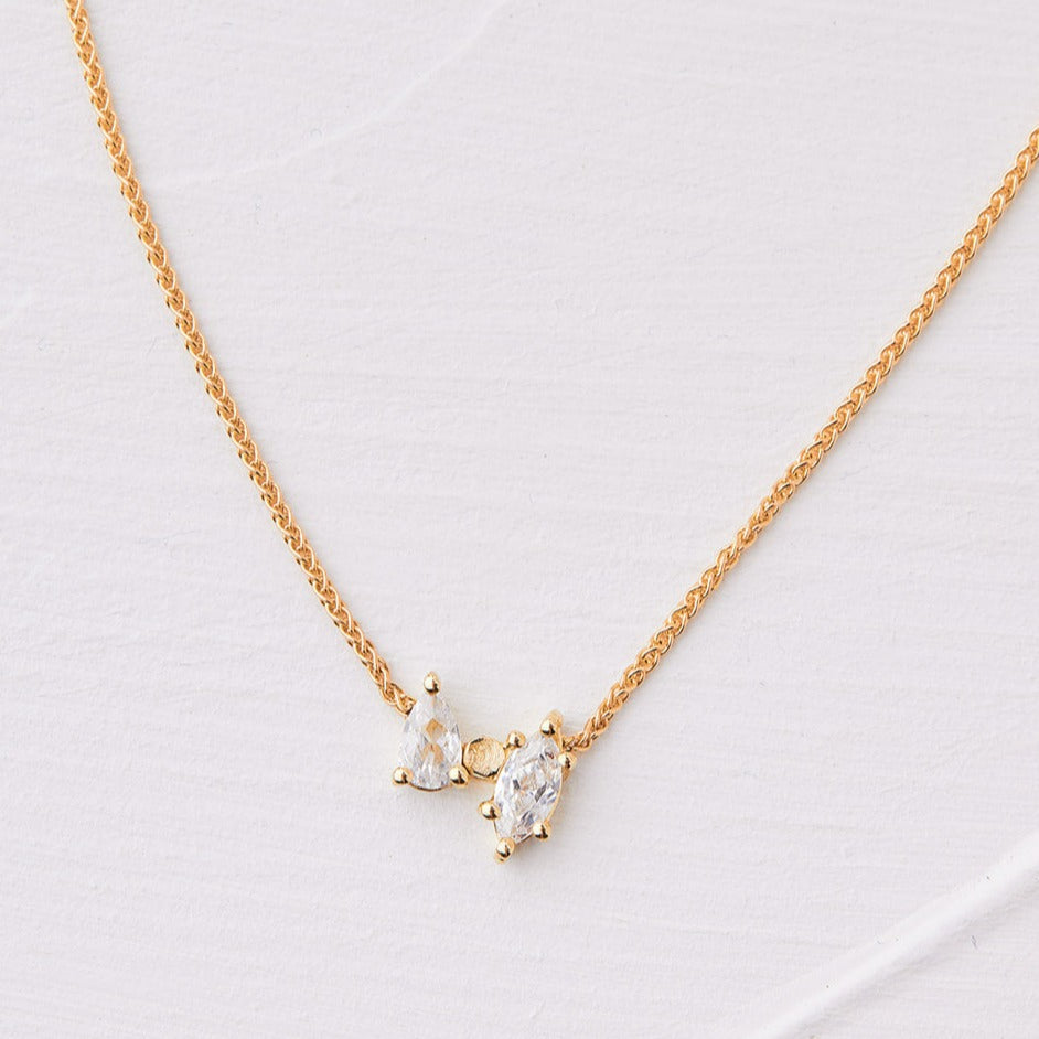 Picasso Necklace with lab teardrop and marquise diamonds