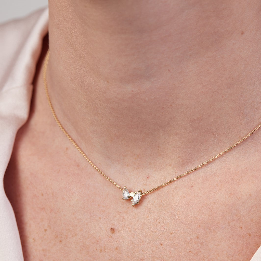 Picasso Necklace with lab teardrop and marquise diamonds