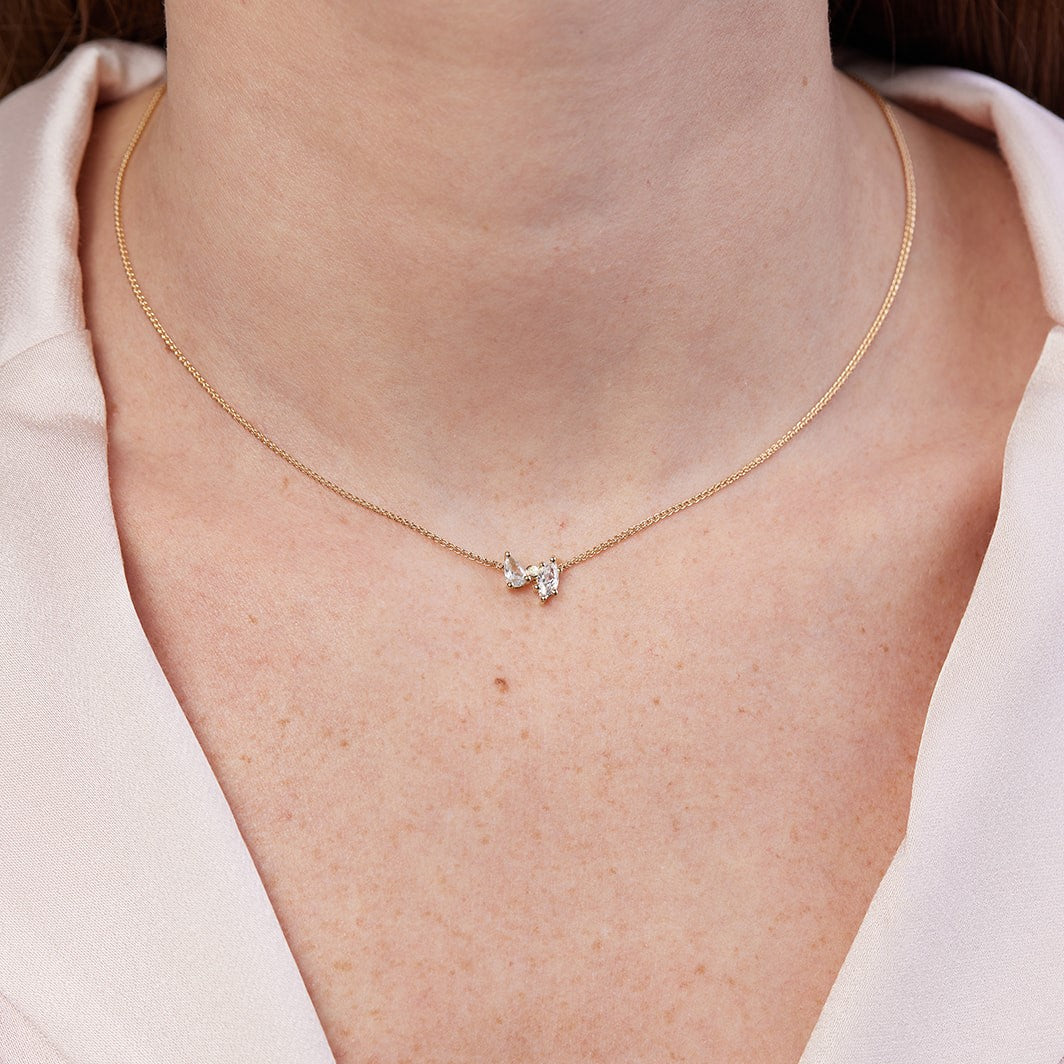 Picasso Necklace with lab teardrop and marquise diamonds