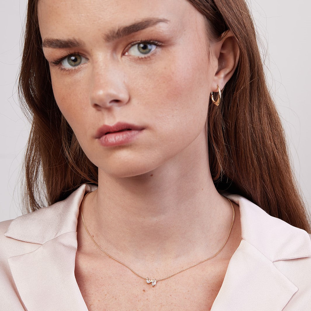 Picasso Necklace with lab teardrop and marquise diamonds