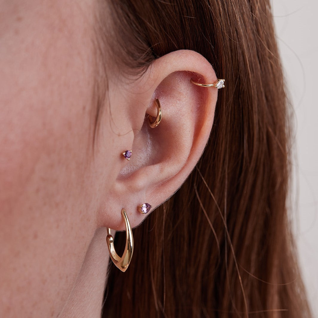 Drop-shaped Hoop Earring with a teardrop stone