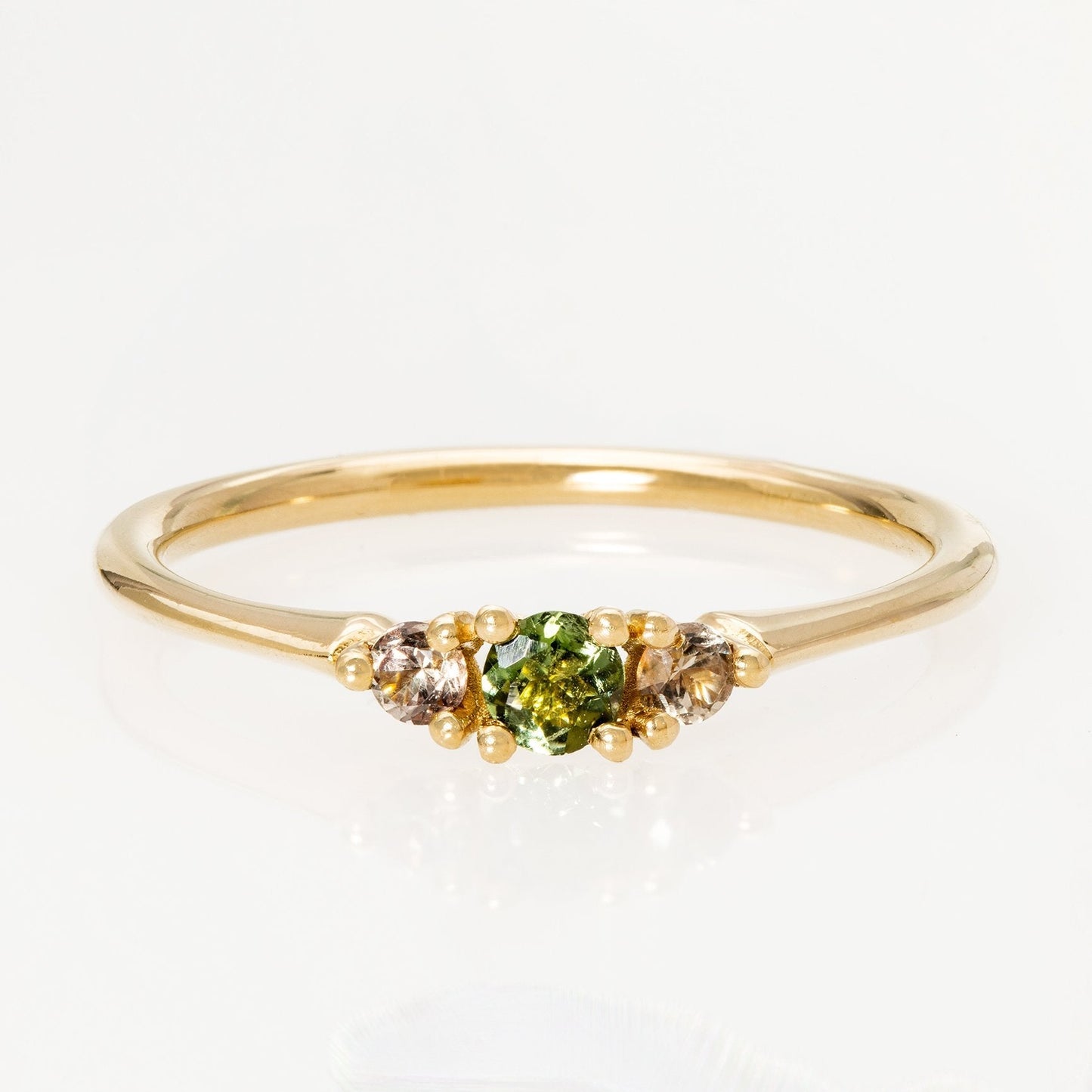 Vibrant Pink/Green Sapphire Anemone Ring