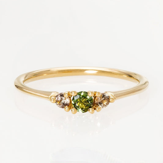 Vibrant Pink/Green Sapphire Anemone Ring