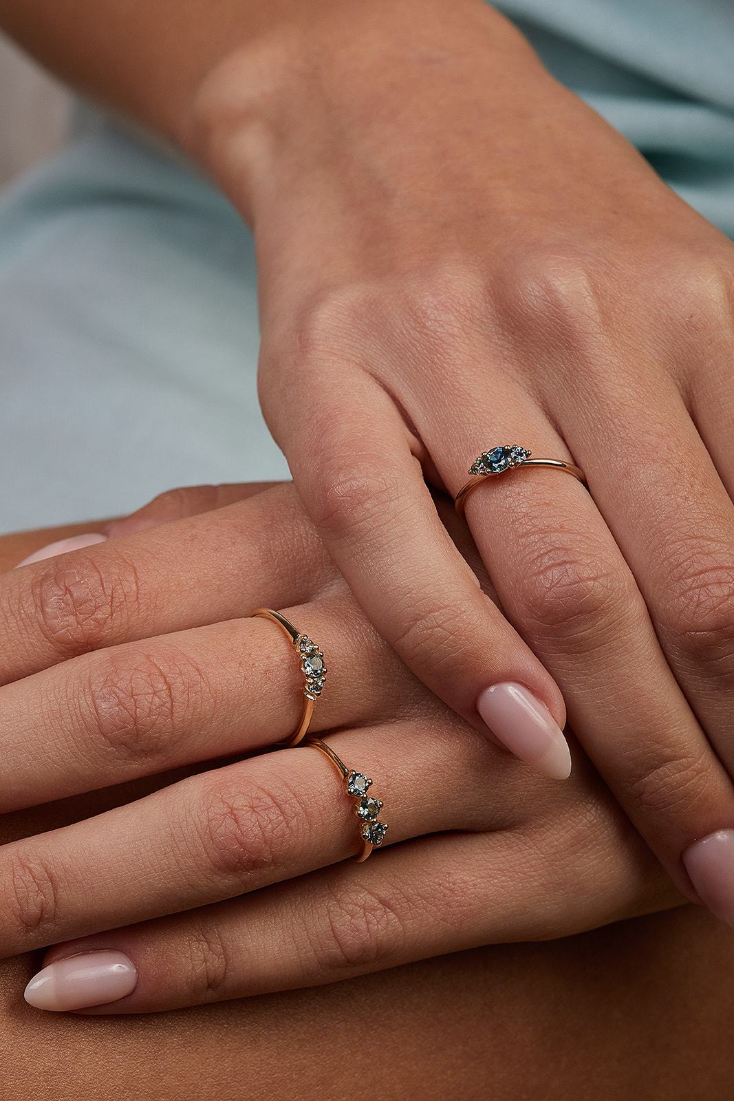 Kingfisher Ring Set with Green Sapphires