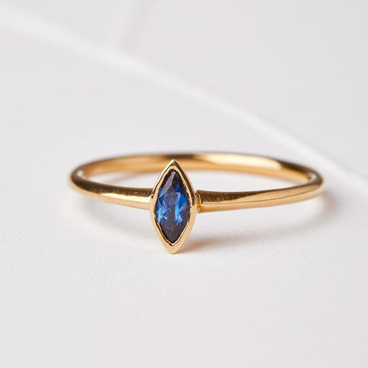Stunning Sapphire Hummingbird Marquise-Cut Ring