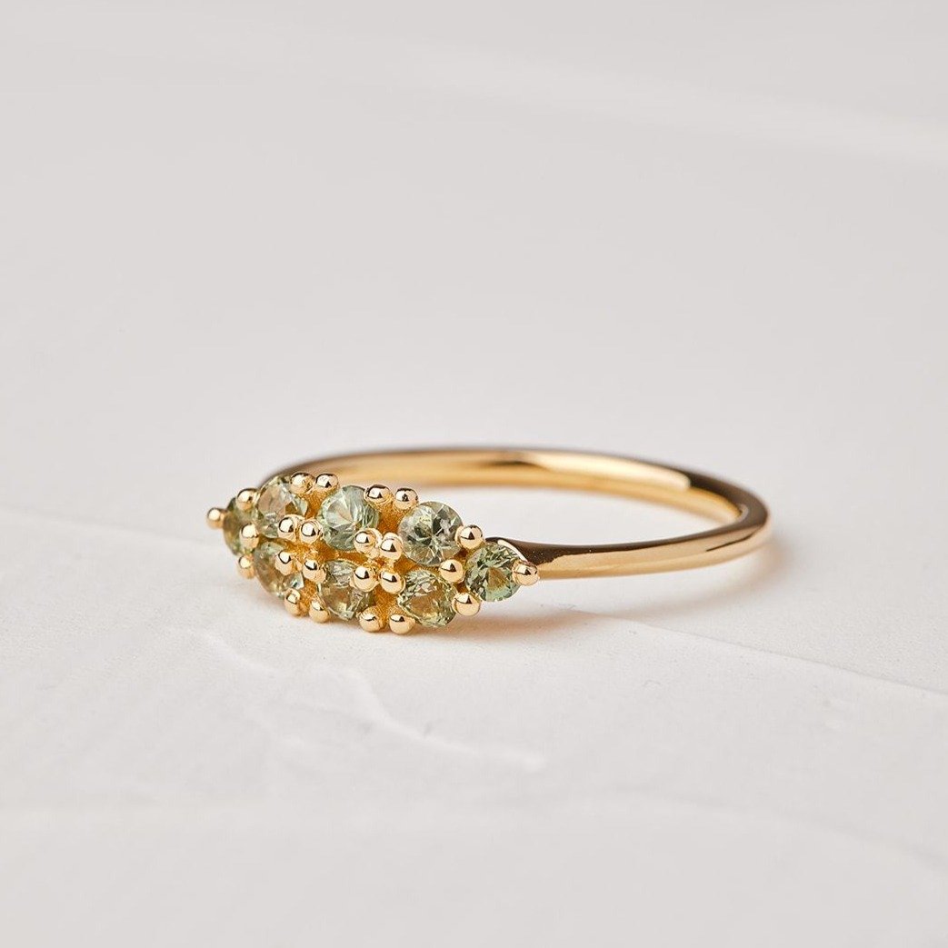 Radiant Green Sapphires Orchid Ring