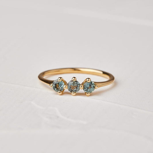 Kingfisher Ring Set with Green Sapphires