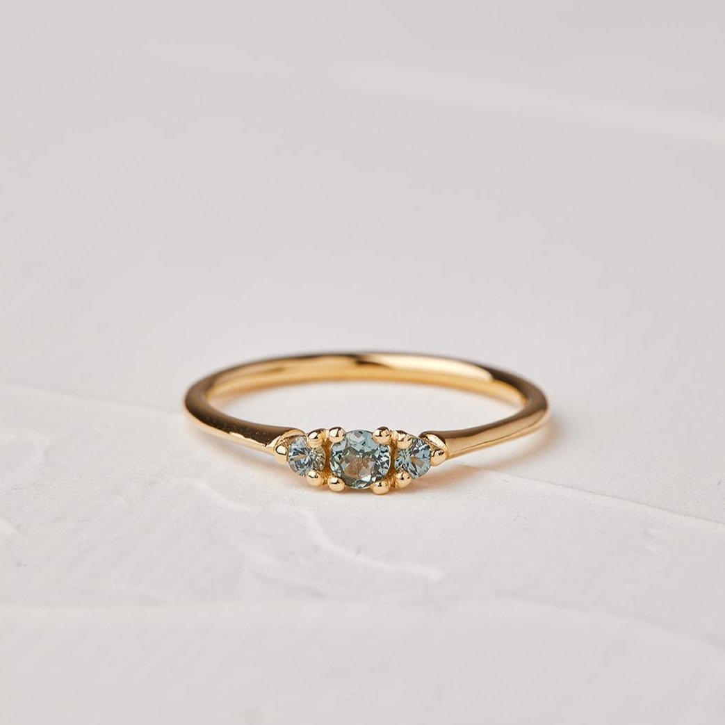 Glowing Anemone Green Sapphire Ring