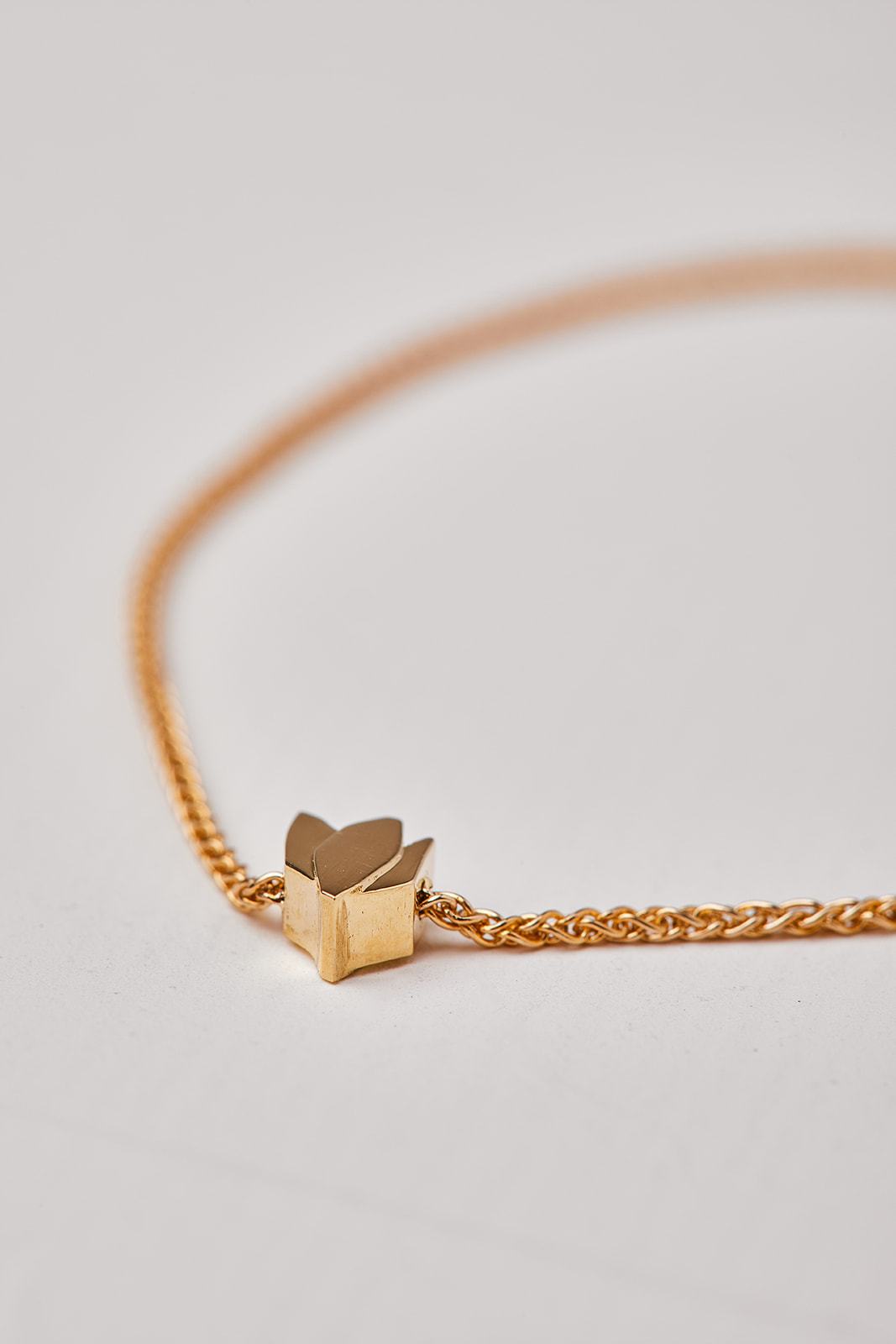 Gold Bracelet With Cyclamen Pendant