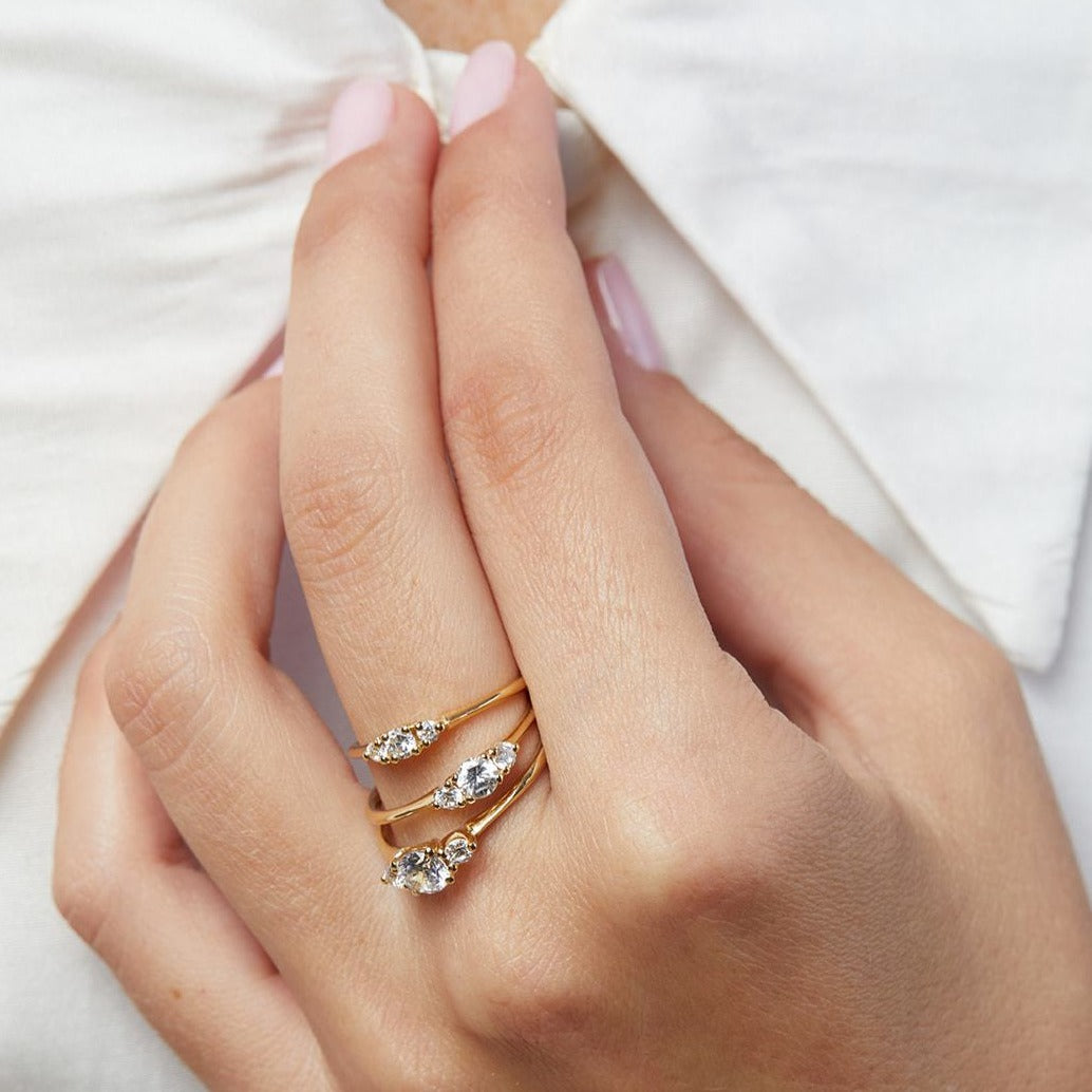 Radiant 0.6 ct Diamond Anemone Ring