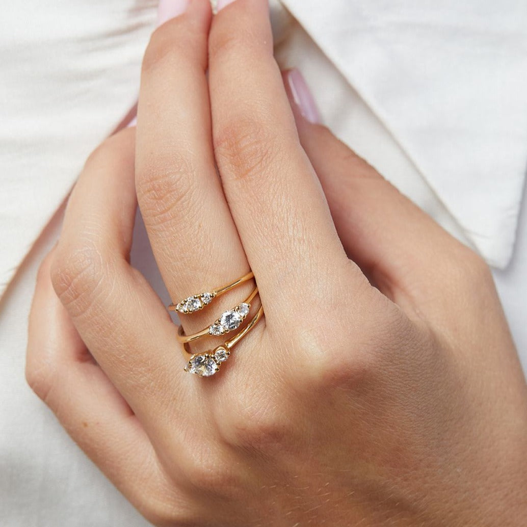 Radiant 0.6 ct Lab Diamond Anemone Ring