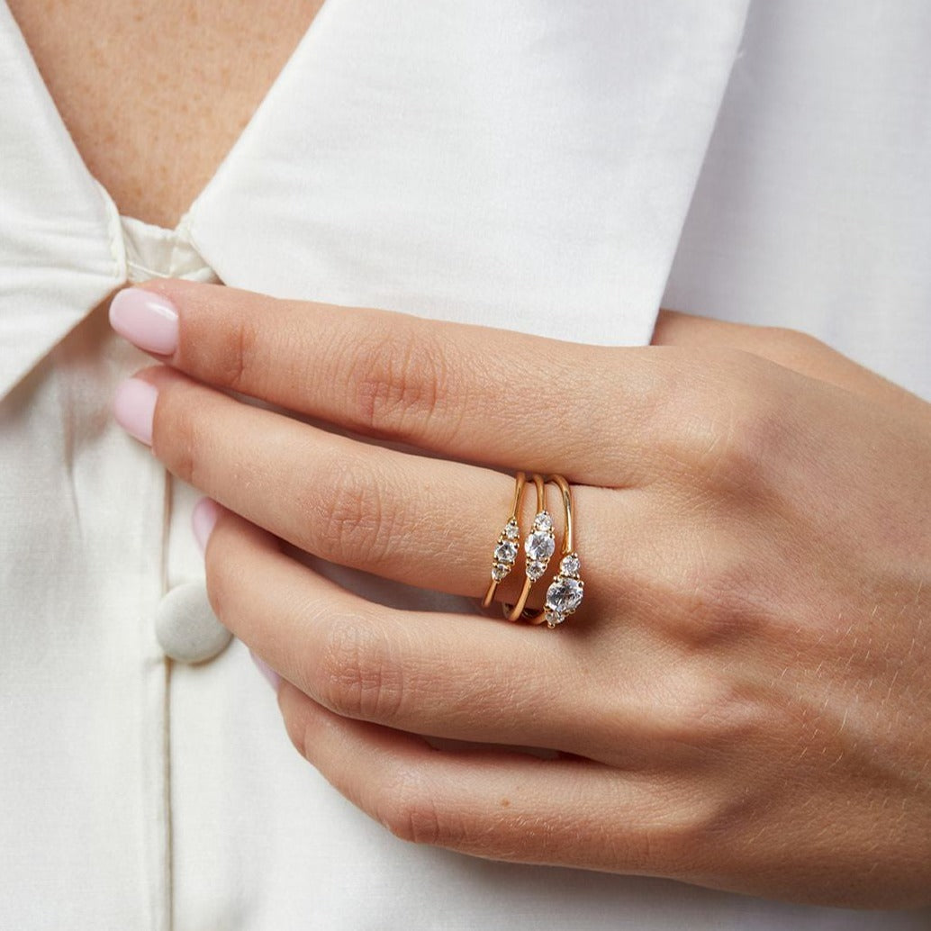Radiant 0.6 ct Diamond Anemone Ring