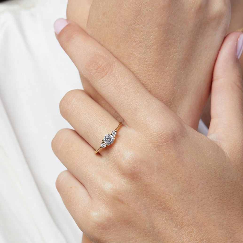 Radiant 0.6 ct Lab Diamond Anemone Ring