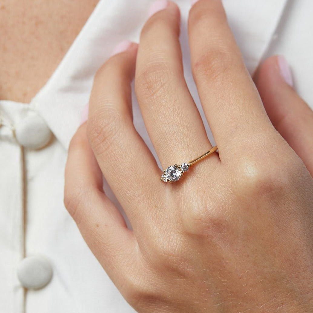 Radiant 0.6 ct Lab Diamond Anemone Ring