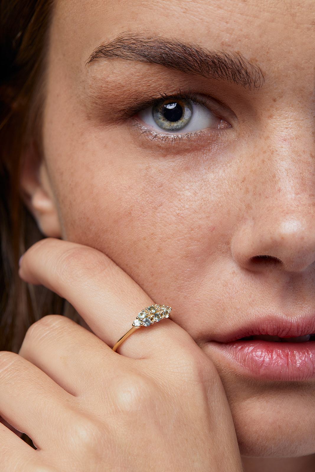 Radiant Green Sapphires Orchid Ring