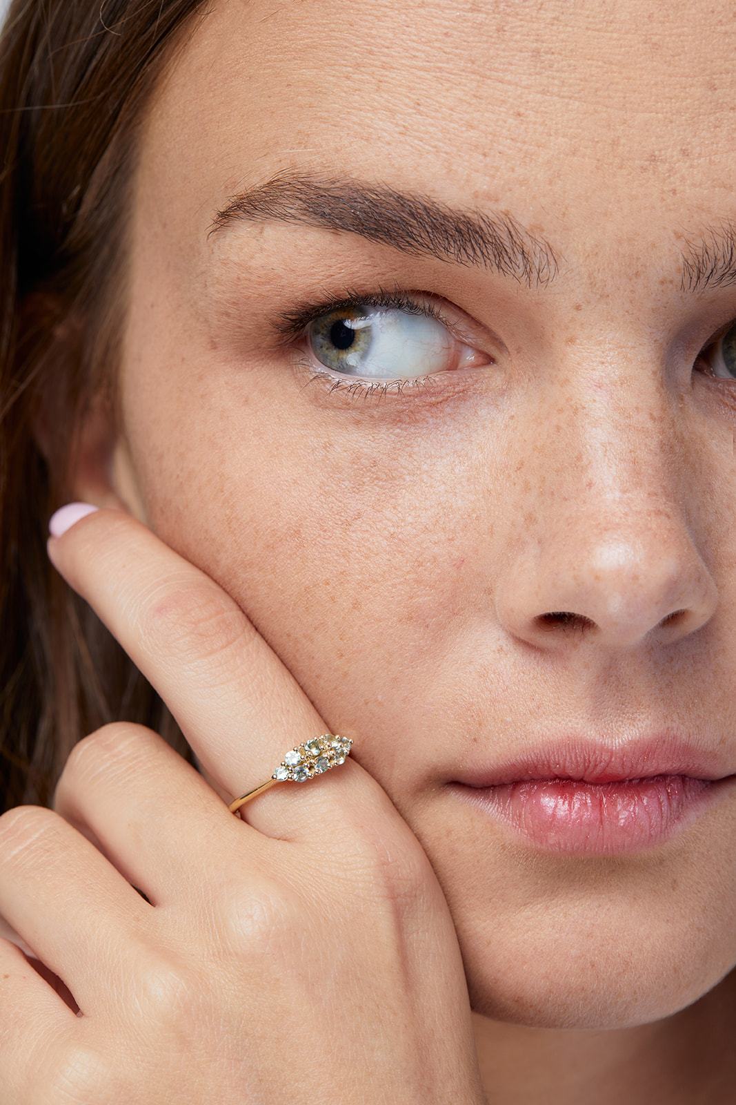 Radiant Green Sapphires Orchid Ring
