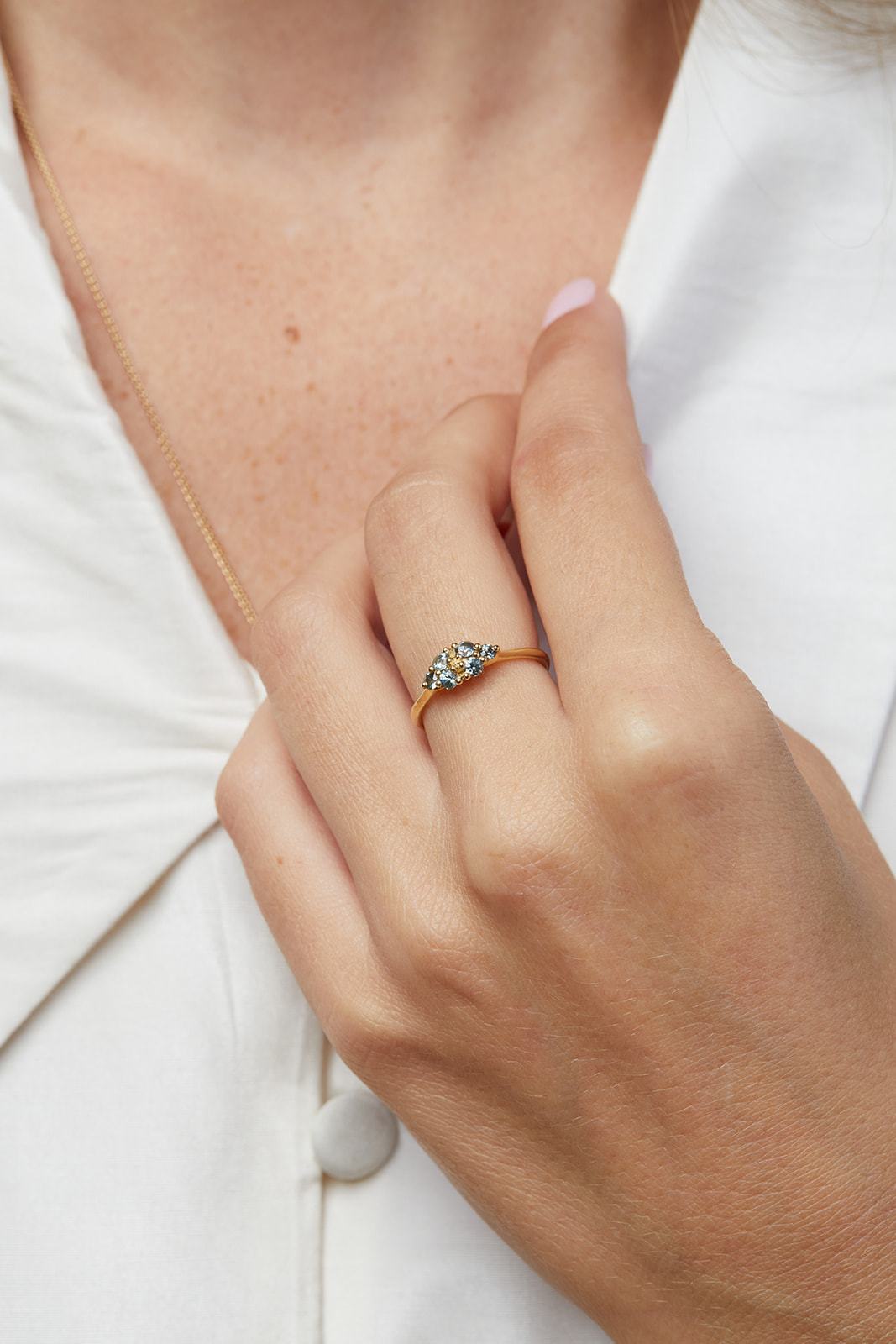 Stunning Galilee Orchid Ring with Green Sapphire