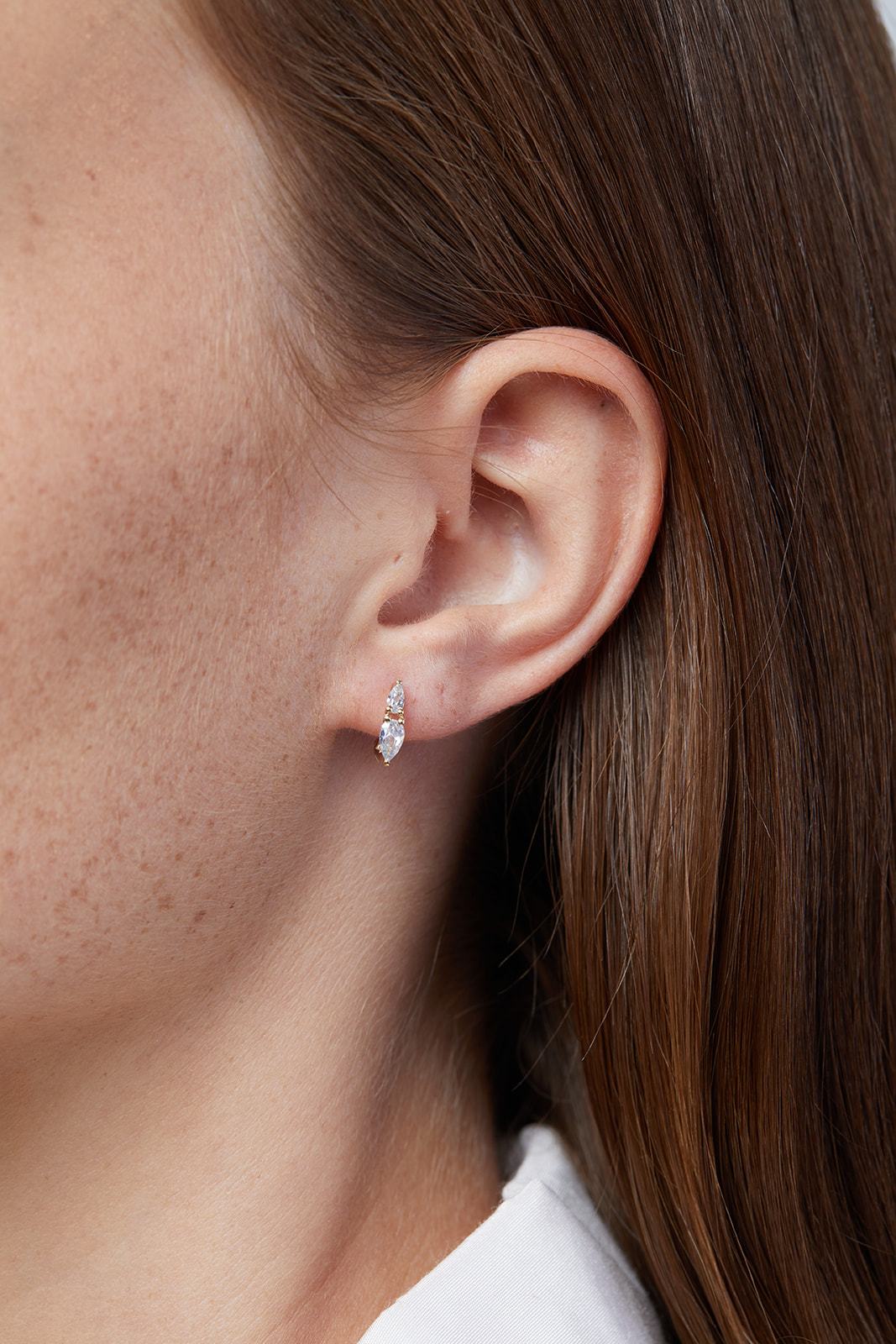 Jasmine Gold Earrings Studded With Drop-cut Lab Diamonds (0.60)