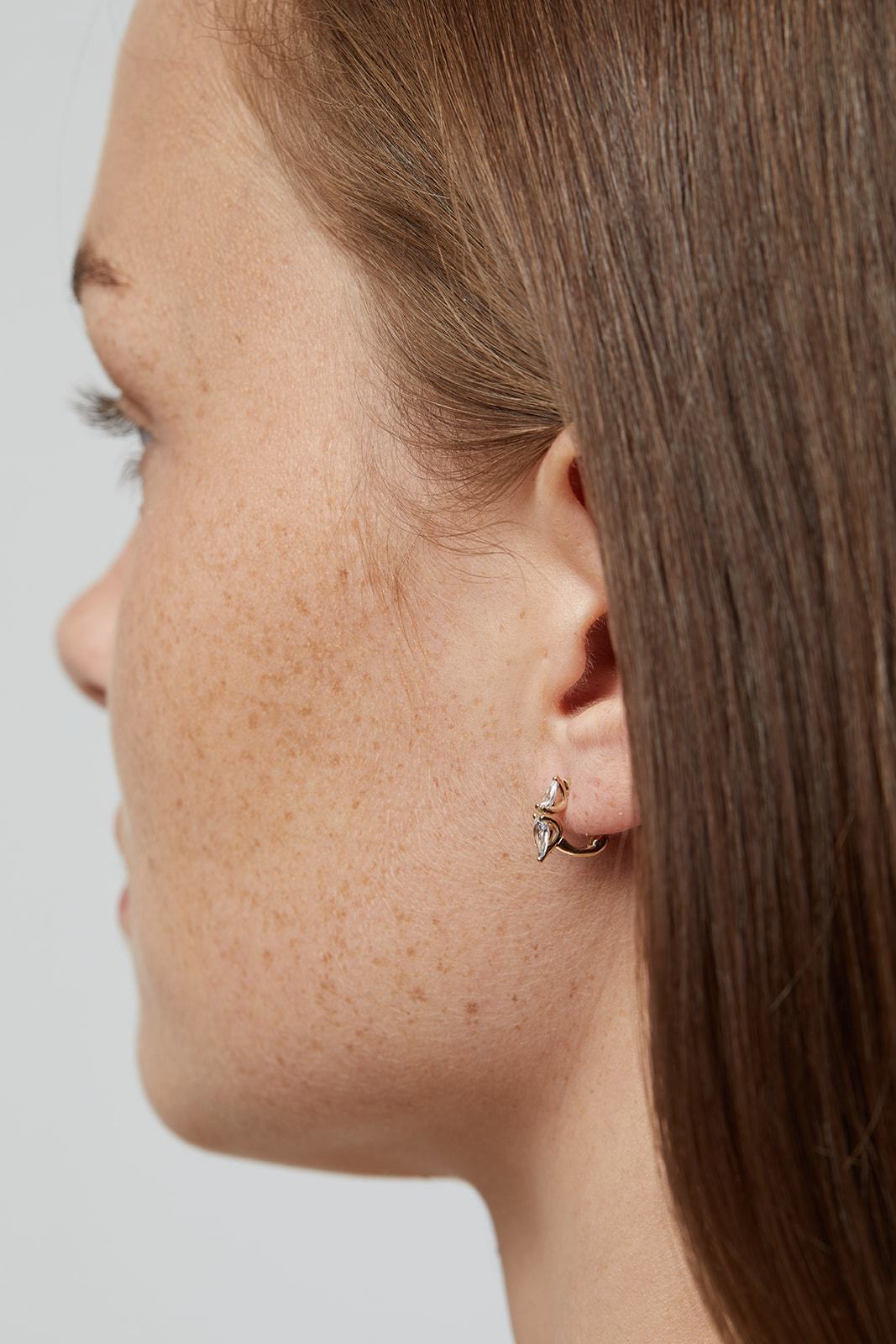 Jasmine Gold Earrings Studded With Drop-cut Lab Diamonds (0.60)