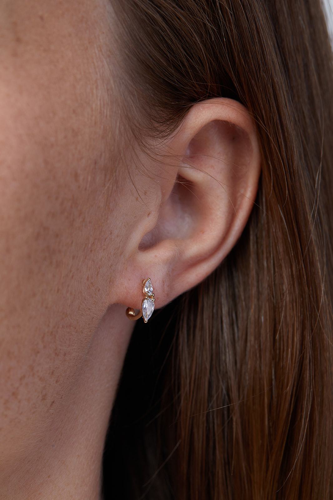 Jasmine Gold Earrings Studded With Drop-cut Lab Diamonds (0.60)