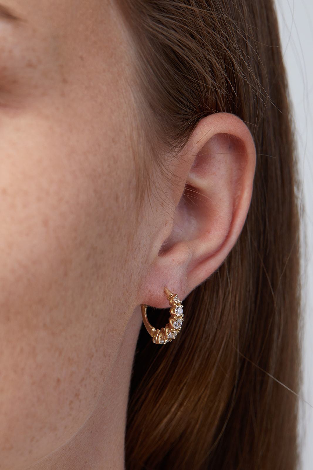 Olive tree earrings studded with diamonds