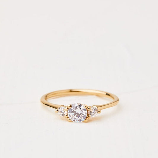 Radiant 0.6 ct Lab Diamond Anemone Ring