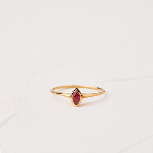Radiant Ruby Hummingbird Marquise-Cut Ring