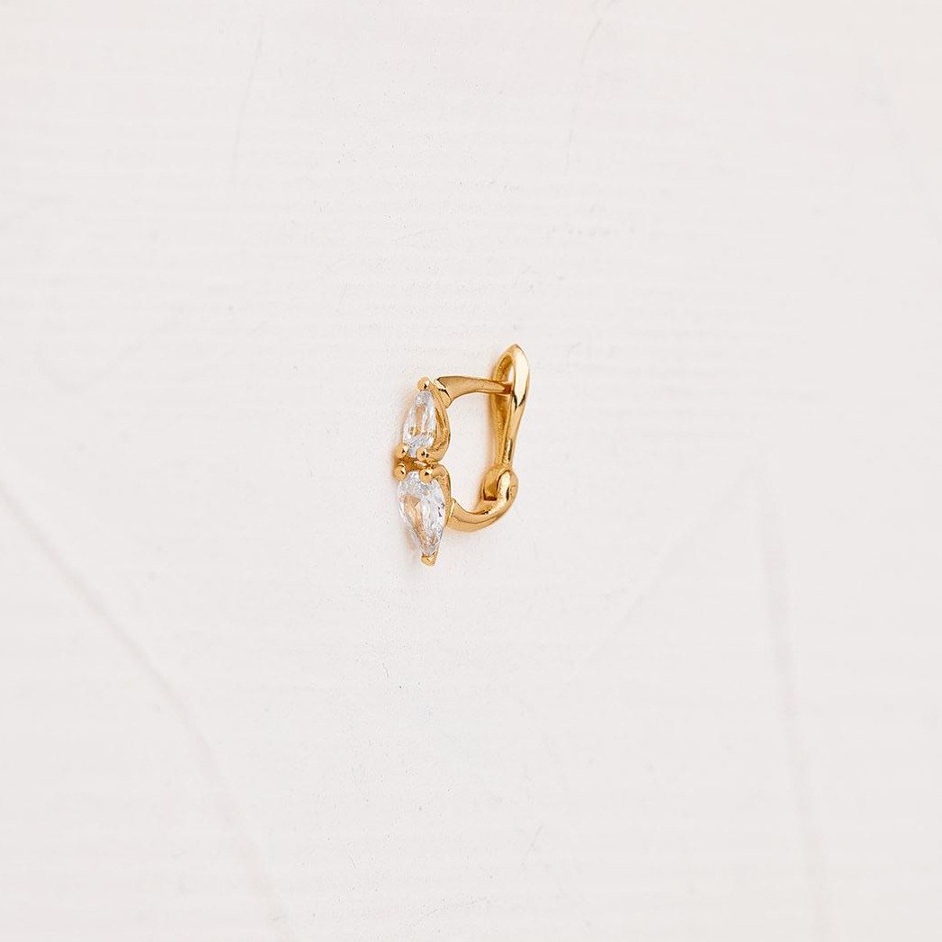 Jasmine Gold Earrings Studded With Drop Diamonds (0.60ct)