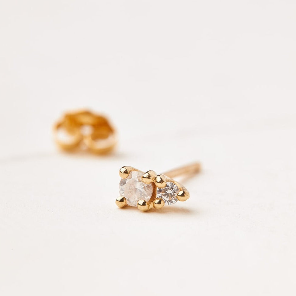 Gold and lab diamond earring model anemones