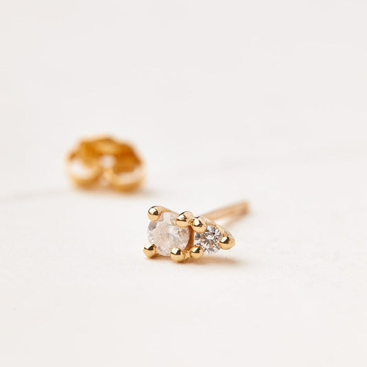 Gold and lab diamond earring model anemones