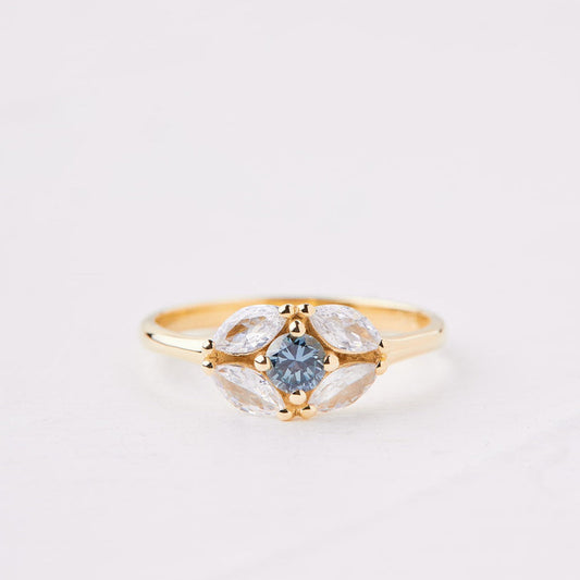 Matisse ring with turquoise sapphire stone and lab diamonds