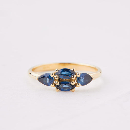 Mondrian Ring set with blue sapphires