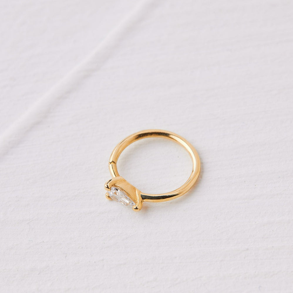 Drop-shaped Hoop Earring with a teardrop stone