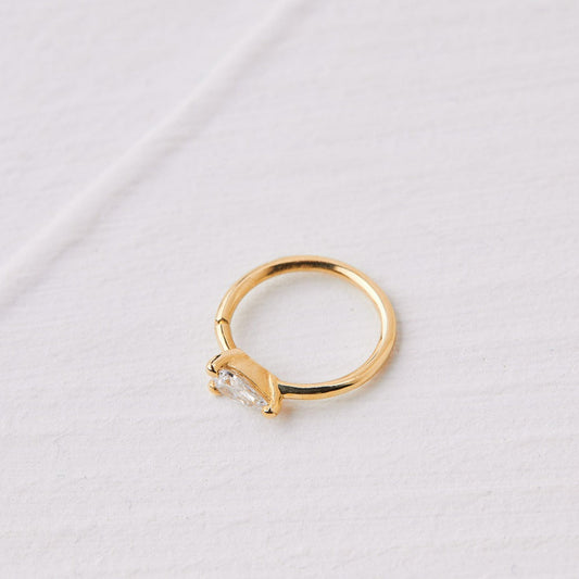 Drop-shaped Hoop Earring with a teardrop stone