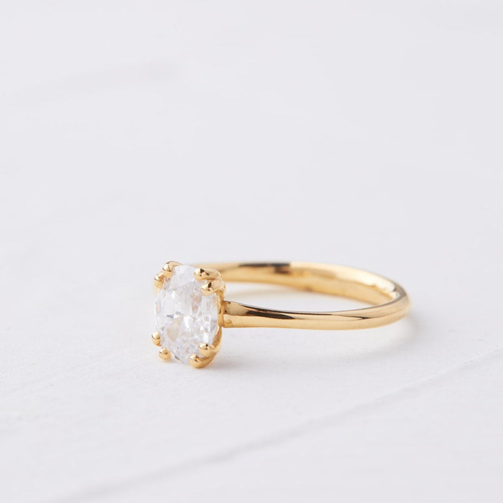 White gold ring with oval Lab diamond