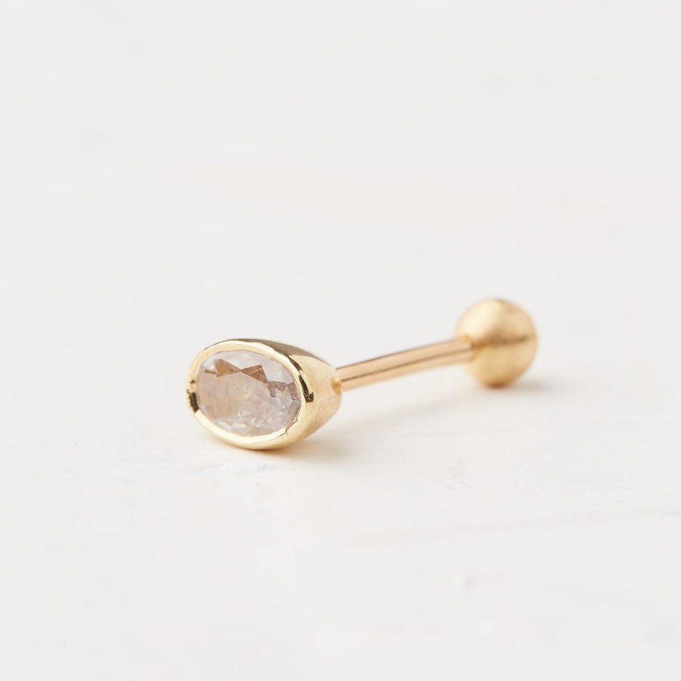 Piercing With an Oval Stone in a Gold Frame
