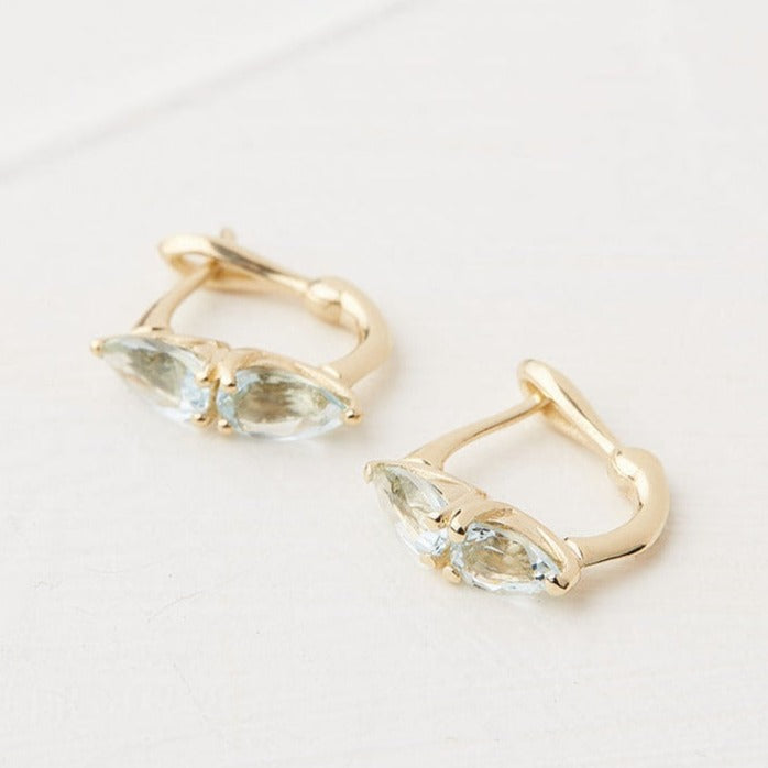 Jasmine Gold Earrings Studded With Aquamarine Stones