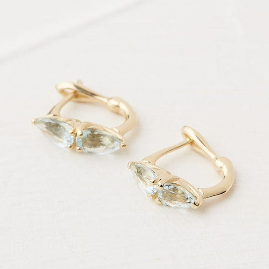Jasmine Gold Earrings Studded With Aquamarine Stones