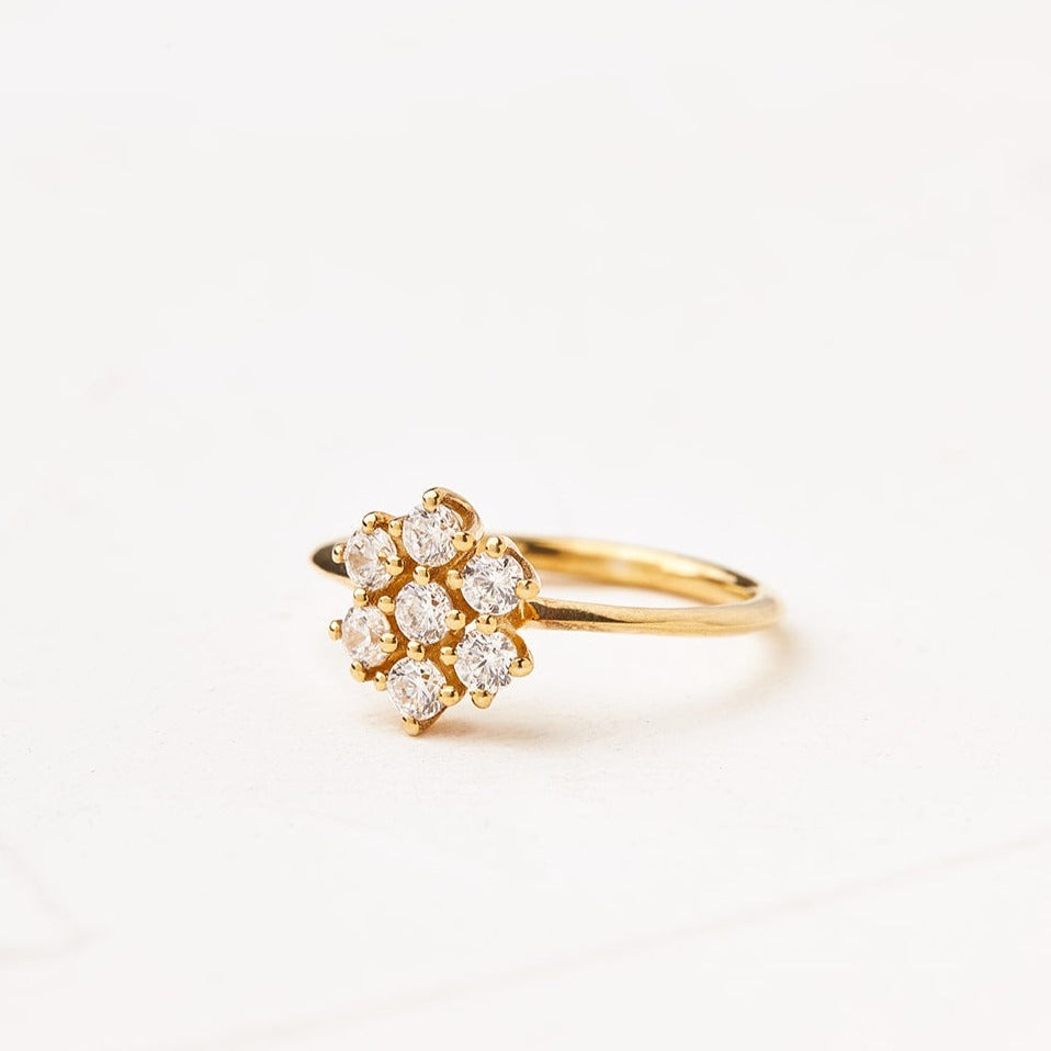 Sparkling Sunflower Diamond Gold Ring