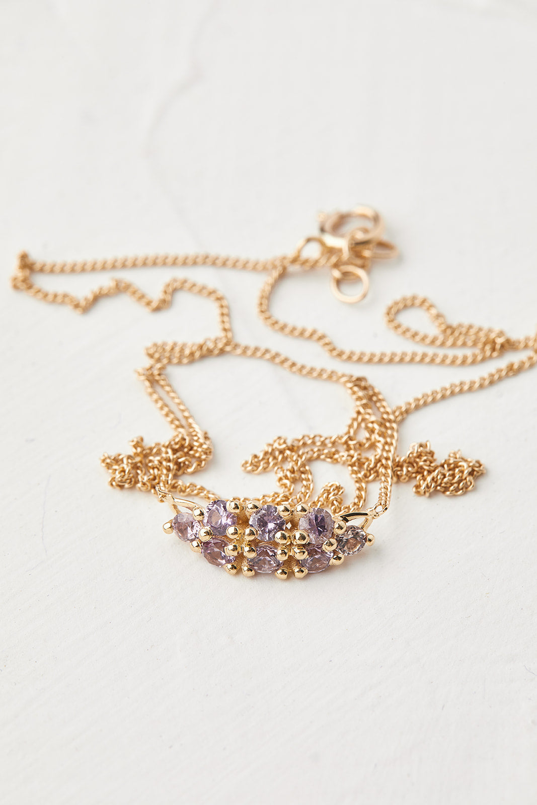 Orchid Necklace With Light Purple Sapphire Stones