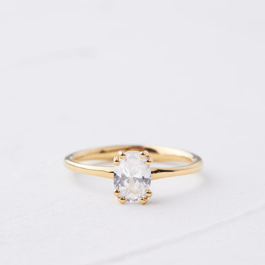 White gold ring with oval Lab diamond